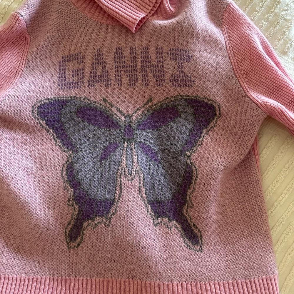 Ganni Pink Knit with Purple Butterfly